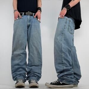 Vintage y2k baggy wide leg faded stonewash grunge levi's 505 jeans